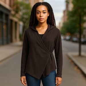 Betabrand Womens Mission Wrap Cardigan Sweater Small Medium Brown Wool Acrylic